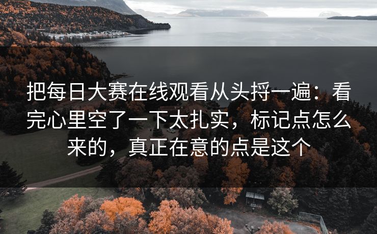 把每日大赛在线观看从头捋一遍：看完心里空了一下太扎实，标记点怎么来的，真正在意的点是这个